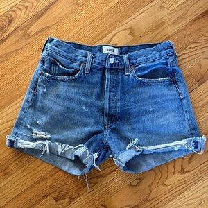 AGOLDE Parker High Rise Cutoff Denim Shorts 28 Distressed Raw Hem Button Fly